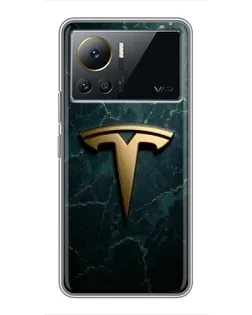 Чехол для Infinix Note 12 2023 с картинкой «Мраморная Tesla Gold»
