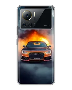 Чехол для Infinix Note 12 2023 с картинкой «Audi в огненном дыму» Чехол для Infinix Note 12 2023 с картинкой «Audi в огненном дыму»