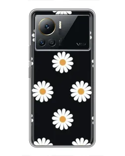 Чехол для Infinix Note 12 2023 с картинкой «Ромашки на черном»