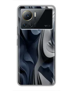 Чехол для Infinix Note 12 2023 с картинкой «Объемные синие складки»
