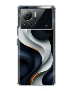 Чехол для Infinix Note 12 2023 с картинкой «Объемные черно-белые ленты»