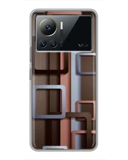 Чехол для Infinix Note 12 2023 с картинкой «Коричневые объемные квадраты»