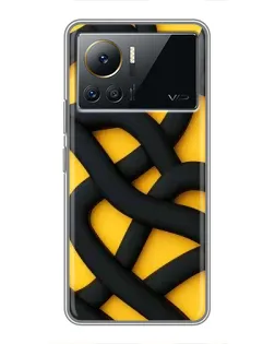 Чехол для Infinix Note 12 2023 с картинкой «Черное желтое переплетение»