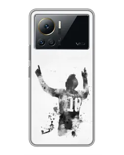 Чехол для Infinix Note 12 2023 с картинкой «Черно-белый силуэт Месси»