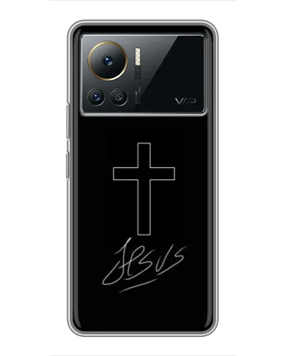 Чехол для Infinix Note 12 Pro (4G) с картинкой «Графический крест Jesus» Чехол для Infinix Note 12 Pro (4G) с картинкой «Графический крест Jesus»
