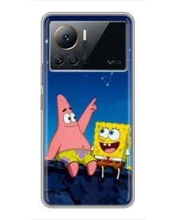 Чехол для Infinix Note 12 Pro (4G) с картинкой «Губка Боб и Патрик ночью» Чехол для Infinix Note 12 Pro (4G) с картинкой «Губка Боб и Патрик ночью»