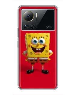 Чехол для Infinix Note 12 Pro (4G) с картинкой «Спанч Боб на красном»