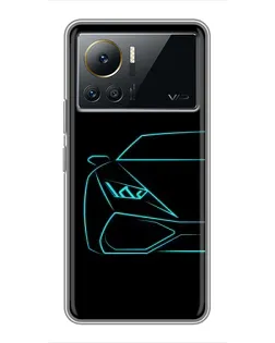 Чехол для Infinix Note 12 Pro (4G) с картинкой «Голубой силуэт Lamborghini»