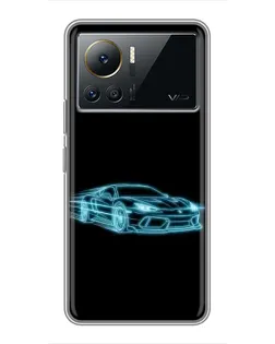 Чехол для Infinix Note 12 Pro (4G) с картинкой «Неоновый контур Lamborghini»