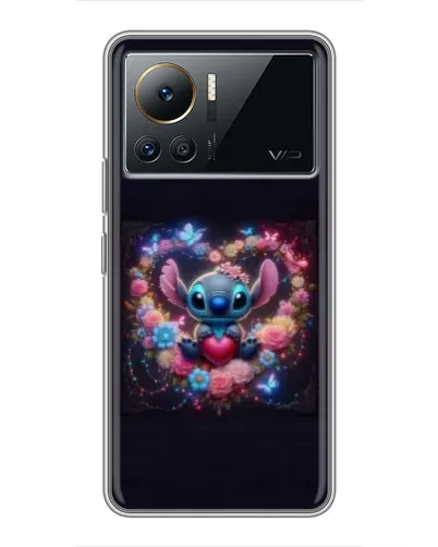 Чехол для Infinix Note 12 Pro (4G) с картинкой «Stitch в цветах»