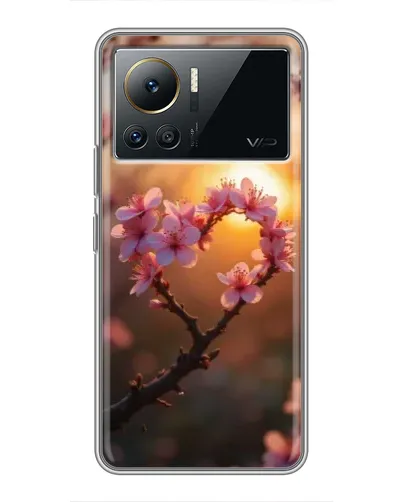 Чохол для Infinix Note 12 Pro (4G) з картинкою «Рожевий цвіт  сердечко на тлі заходу»