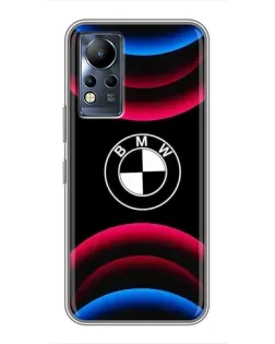 Чехол для Infinix Note 12 с картинкой «Логотип BMW и неоновые дуги»
