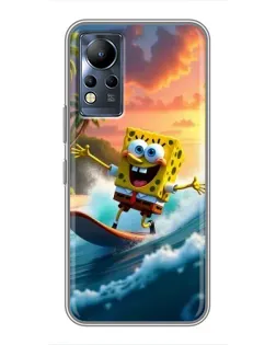 Чохол для Infinix Note 12 з картинкою «Губка Боб серфінгіст»