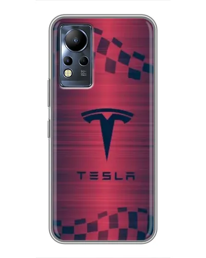 Чехол для Infinix Note 12 с картинкой «Тесла красный карбон» Чехол для Infinix Note 12 с картинкой «Тесла красный карбон»