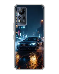 Чехол для Infinix Note 12 с картинкой «Ночной город и Audi»