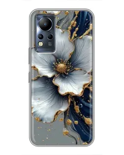 Чохол для Infinix Note 12 з картинкою «Біла квітка та золотий флюїд»