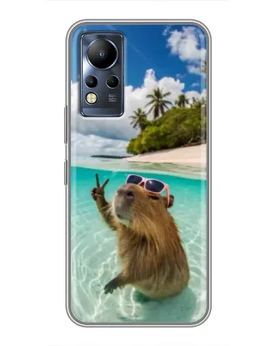 Чехол для Infinix Note 12 с картинкой «Капибара на море»