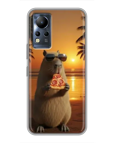 Чехол для Infinix Note 12 с картинкой «Капибара с пиццей»