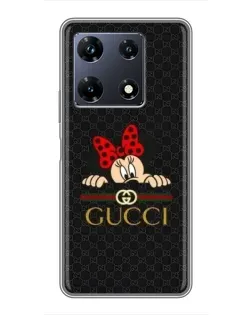 Чехол для Infinix Note 30 Pro с картинкой «Минни Маус Gucci — черный»