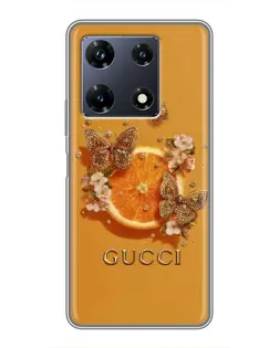 Чехол для Infinix Note 30 Pro с картинкой «Gucci — золотые бабочки»