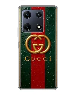Чехол для Infinix Note 30 Pro с картинкой «Gucci — фирменная полоса и золото»