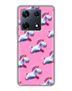 Чехол для Infinix Note 30 Pro с картинкой «Единороги на розовом»