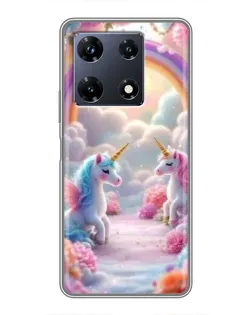 Чехол для Infinix Note 30 Pro с картинкой «Радуга и единороги»