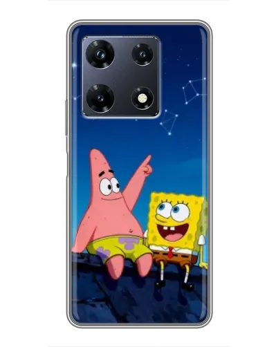 Чехол для Infinix Note 30 Pro с картинкой «Губка Боб и Патрик ночью»
