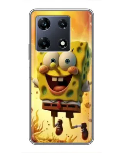 Чехол для Infinix Note 30 Pro с картинкой «Губка Боб прыгает»