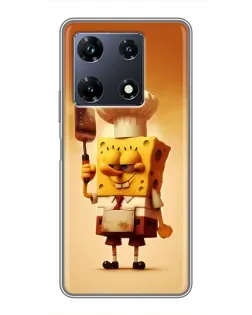 Чехол для Infinix Note 30 Pro с картинкой «Губка Боб повар»