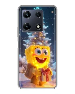Чехол для Infinix Note 30 Pro с картинкой «Рождественский Спанч Боб»