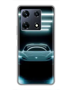 Чехол для Infinix Note 30 Pro с картинкой «Tesla в неоне»