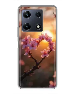 Чехол для Infinix Note 30 Pro с картинкой «Розовый цвет сердце на фоне заката» Чехол для Infinix Note 30 Pro с картинкой «Розовый цвет сердце на фоне заката»