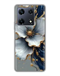 Чехол для Infinix Note 30 Pro с картинкой «Белый цветок и золотой флюид» Чехол для Infinix Note 30 Pro с картинкой «Белый цветок и золотой флюид»
