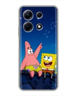 Чехол для Infinix Note 30 с картинкой «Губка Боб и Патрик ночью»