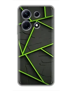 Чехол для Infinix Note 30 с картинкой «Зеленые геометрические линии»