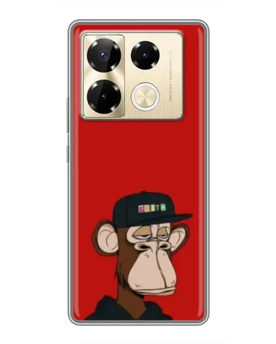 Чехол для Infinix Note 40 Pro с картинкой «Bored Ape — красный фон» Чехол для Infinix Note 40 Pro с картинкой «Bored Ape — красный фон»