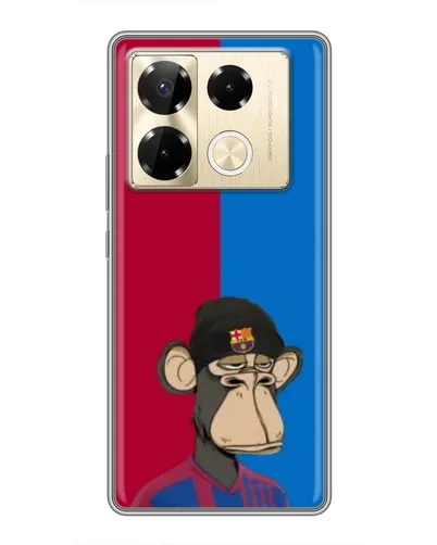Чехол для Infinix Note 40 Pro с картинкой «Bored Ape — фанат Барсы» Чехол для Infinix Note 40 Pro с картинкой «Bored Ape — фанат Барсы»