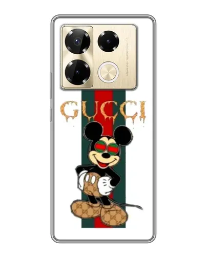 Чехол для Infinix Note 40 Pro с картинкой «Микки Маус Gucci — полосы»