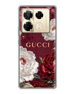 Чохол для Infinix Note 40 Pro з картинкою «Gucci — бордові троянди»