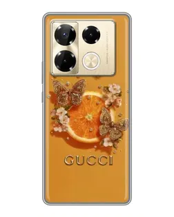 Чохол для Infinix Note 40 Pro з картинкою «Gucci — золоті метелики»