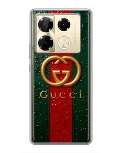 Чохол для Infinix Note 40 Pro з картинкою «Gucci — фірмова смуга та золото»