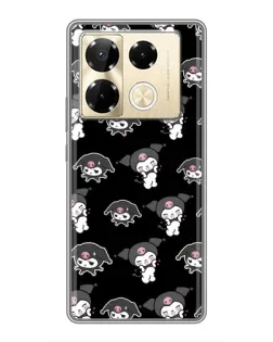 Чехол для Infinix Note 40 Pro с картинкой «Черный паттерн Kuromi»