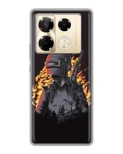 Чехол для Infinix Note 40 Pro с картинкой «PUBG — огненный силуэт»