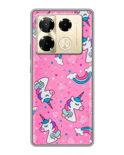 Чехол для Infinix Note 40 Pro с картинкой «Unicorn паттерн розовый» Чехол для Infinix Note 40 Pro с картинкой «Unicorn паттерн розовый»