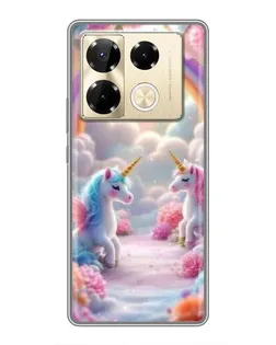 Чехол для Infinix Note 40 Pro с картинкой «Радуга и единороги»