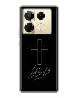 Чехол для Infinix Note 40 Pro с картинкой «Графический крест Jesus» Чехол для Infinix Note 40 Pro с картинкой «Графический крест Jesus»