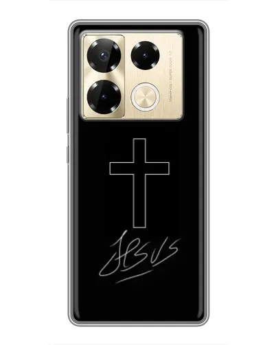 Чехол для Infinix Note 40 Pro с картинкой «Графический крест Jesus» Чехол для Infinix Note 40 Pro с картинкой «Графический крест Jesus»
