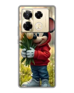 Чехол для Infinix Note 40 Pro с картинкой «Микки с тюльпанами»