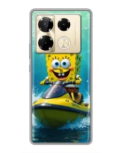 Чехол для Infinix Note 40 Pro с картинкой «Спанч Боб на гидроцикле»
